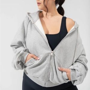 Popflex zip cloud hoodie heather grey size s/m